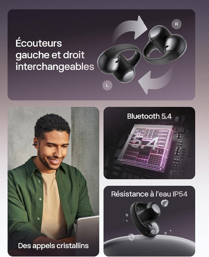 Écouteurs ouverts à clip Shokz OpenDots ONE noir - vue 6