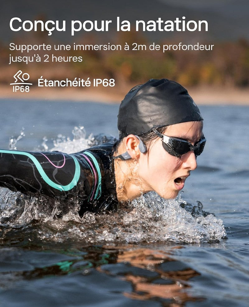Casque de natation à conduction osseuse Shokz OpenSwim Pro gris - vue 3