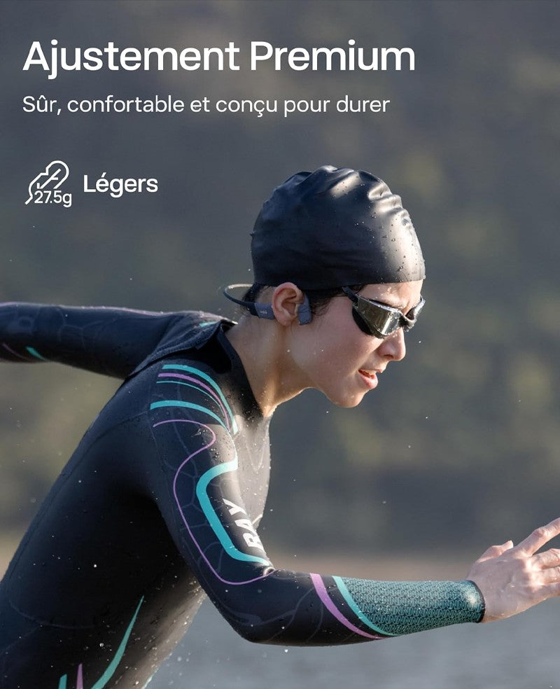 Casque de natation à conduction osseuse Shokz OpenSwim Pro rouge - vue 5