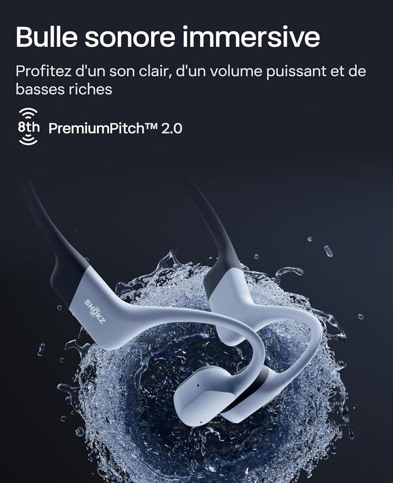 Casque de natation à conduction osseuse Shokz OpenSwim Pro rouge - vue 6