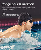 Casque de natation à conduction osseuse Shokz OpenSwim Pro rouge - vue 8
