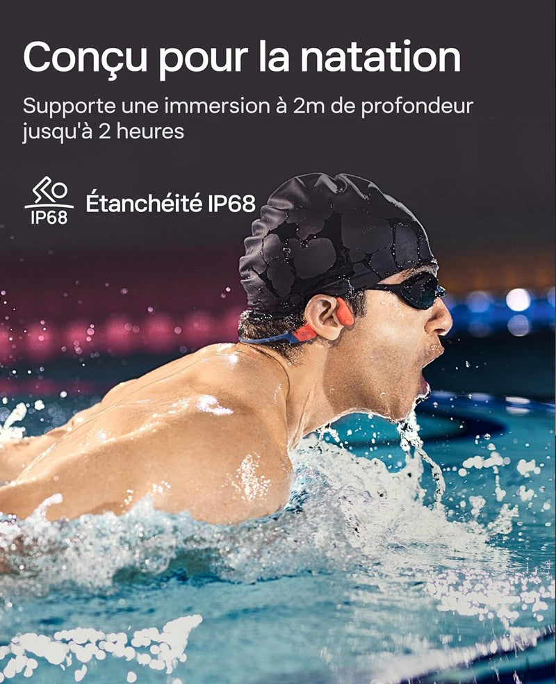 Casque de natation à conduction osseuse Shokz OpenSwim Pro rouge - vue 8